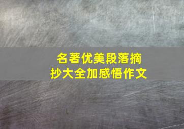 名著优美段落摘抄大全加感悟作文