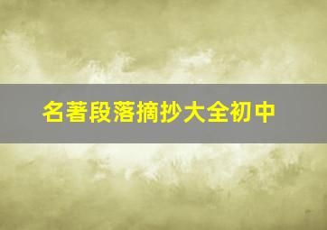 名著段落摘抄大全初中