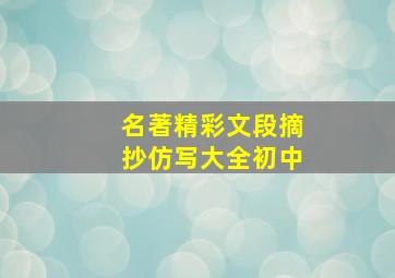 名著精彩文段摘抄仿写大全初中