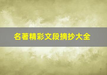 名著精彩文段摘抄大全