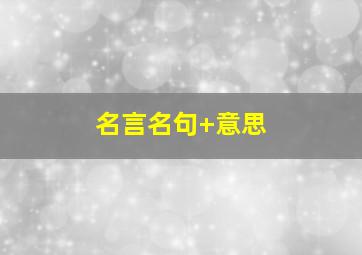 名言名句+意思