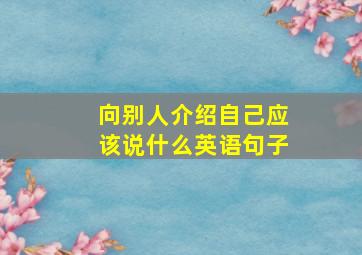 向别人介绍自己应该说什么英语句子