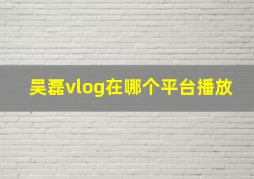 吴磊vlog在哪个平台播放