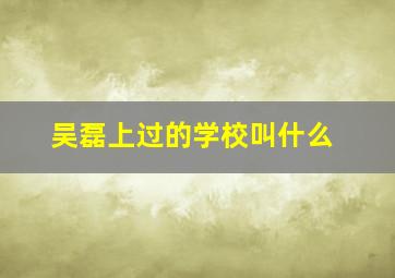 吴磊上过的学校叫什么