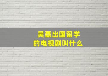 吴磊出国留学的电视剧叫什么