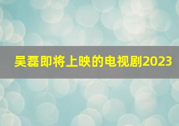 吴磊即将上映的电视剧2023