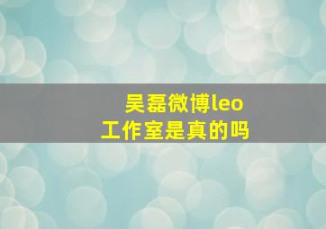 吴磊微博leo工作室是真的吗