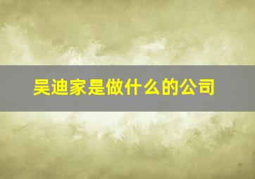 吴迪家是做什么的公司