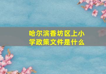 哈尔滨香坊区上小学政策文件是什么