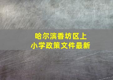 哈尔滨香坊区上小学政策文件最新