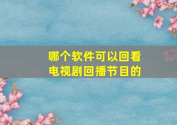 哪个软件可以回看电视剧回播节目的