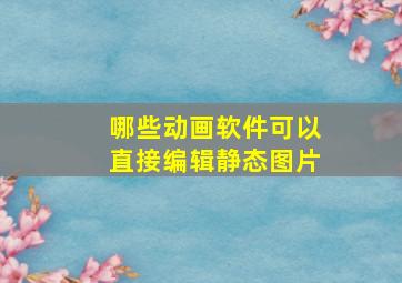 哪些动画软件可以直接编辑静态图片