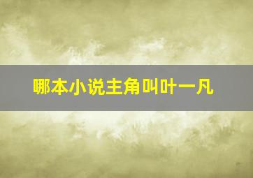 哪本小说主角叫叶一凡