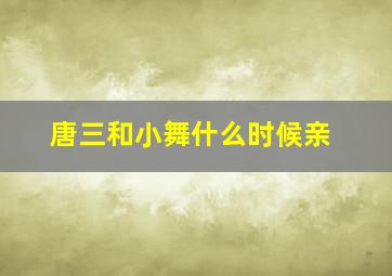 唐三和小舞什么时候亲