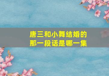 唐三和小舞结婚的那一段话是哪一集