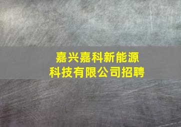 嘉兴嘉科新能源科技有限公司招聘