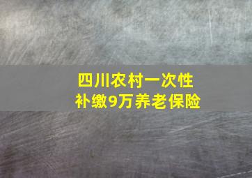 四川农村一次性补缴9万养老保险