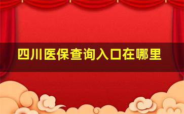 四川医保查询入口在哪里