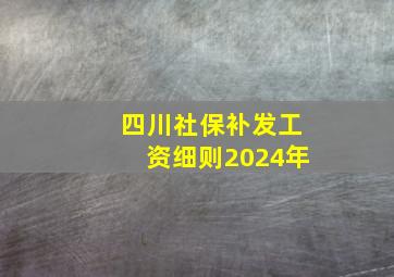 四川社保补发工资细则2024年