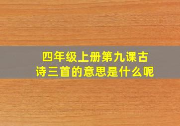 四年级上册第九课古诗三首的意思是什么呢