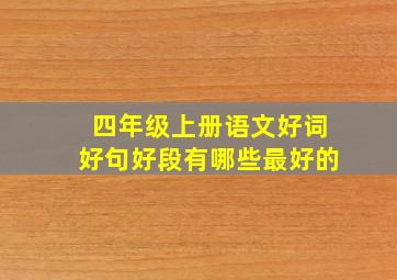 四年级上册语文好词好句好段有哪些最好的