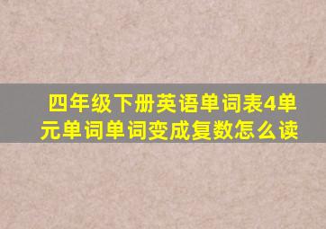 四年级下册英语单词表4单元单词单词变成复数怎么读