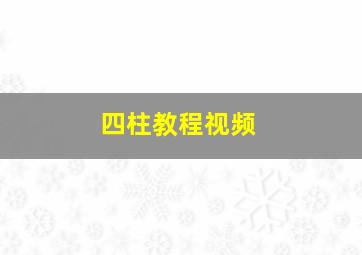 四柱教程视频