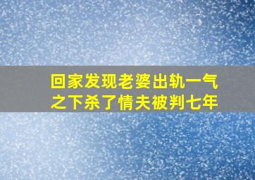 回家发现老婆出轨一气之下杀了情夫被判七年