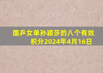 国乒女单孙颖莎的八个有效积分2024年4月16日