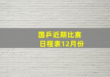 国乒近期比赛日程表12月份