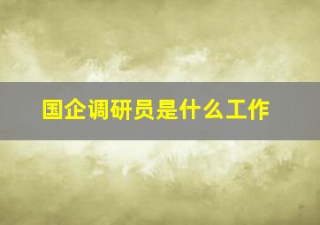 国企调研员是什么工作