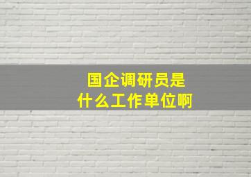 国企调研员是什么工作单位啊