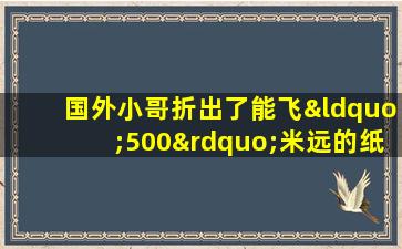 国外小哥折出了能飞“500”米远的纸飞机,简单易学哦