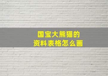 国宝大熊猫的资料表格怎么画