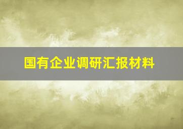 国有企业调研汇报材料