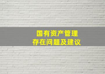 国有资产管理存在问题及建议