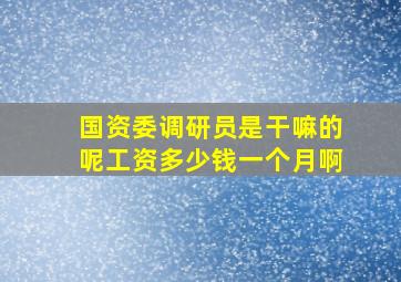 国资委调研员是干嘛的呢工资多少钱一个月啊