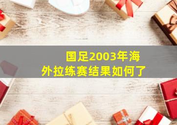 国足2003年海外拉练赛结果如何了