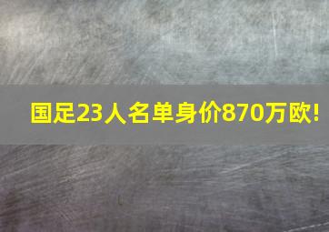 国足23人名单身价870万欧!