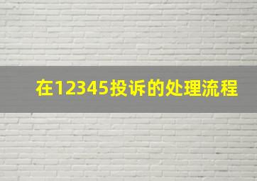 在12345投诉的处理流程