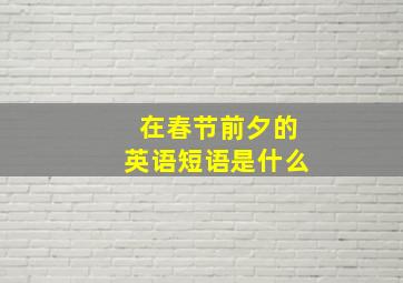 在春节前夕的英语短语是什么