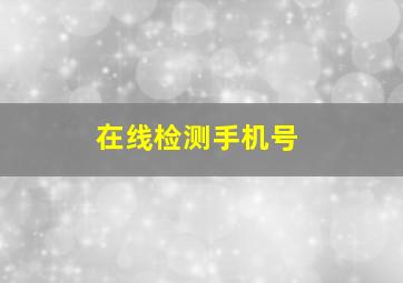 在线检测手机号