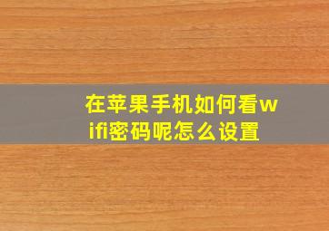 在苹果手机如何看wifi密码呢怎么设置