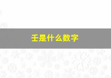 壬是什么数字