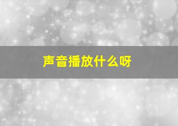 声音播放什么呀