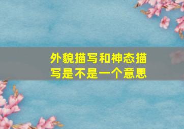 外貌描写和神态描写是不是一个意思