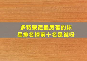 多特蒙德最厉害的球星排名榜前十名是谁呀