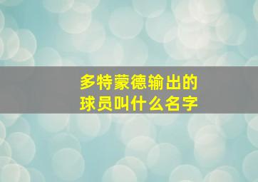 多特蒙德输出的球员叫什么名字