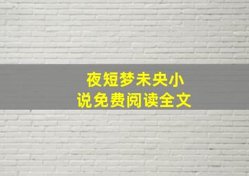 夜短梦未央小说免费阅读全文