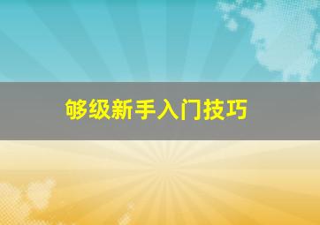 够级新手入门技巧